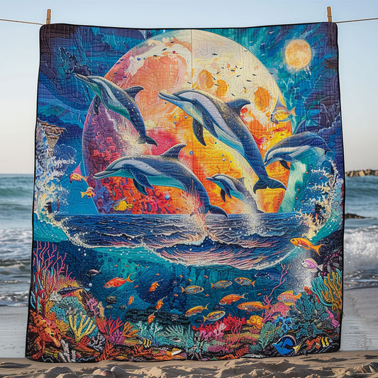 Dolphin Under Red Moon WM1508012CL Quilt