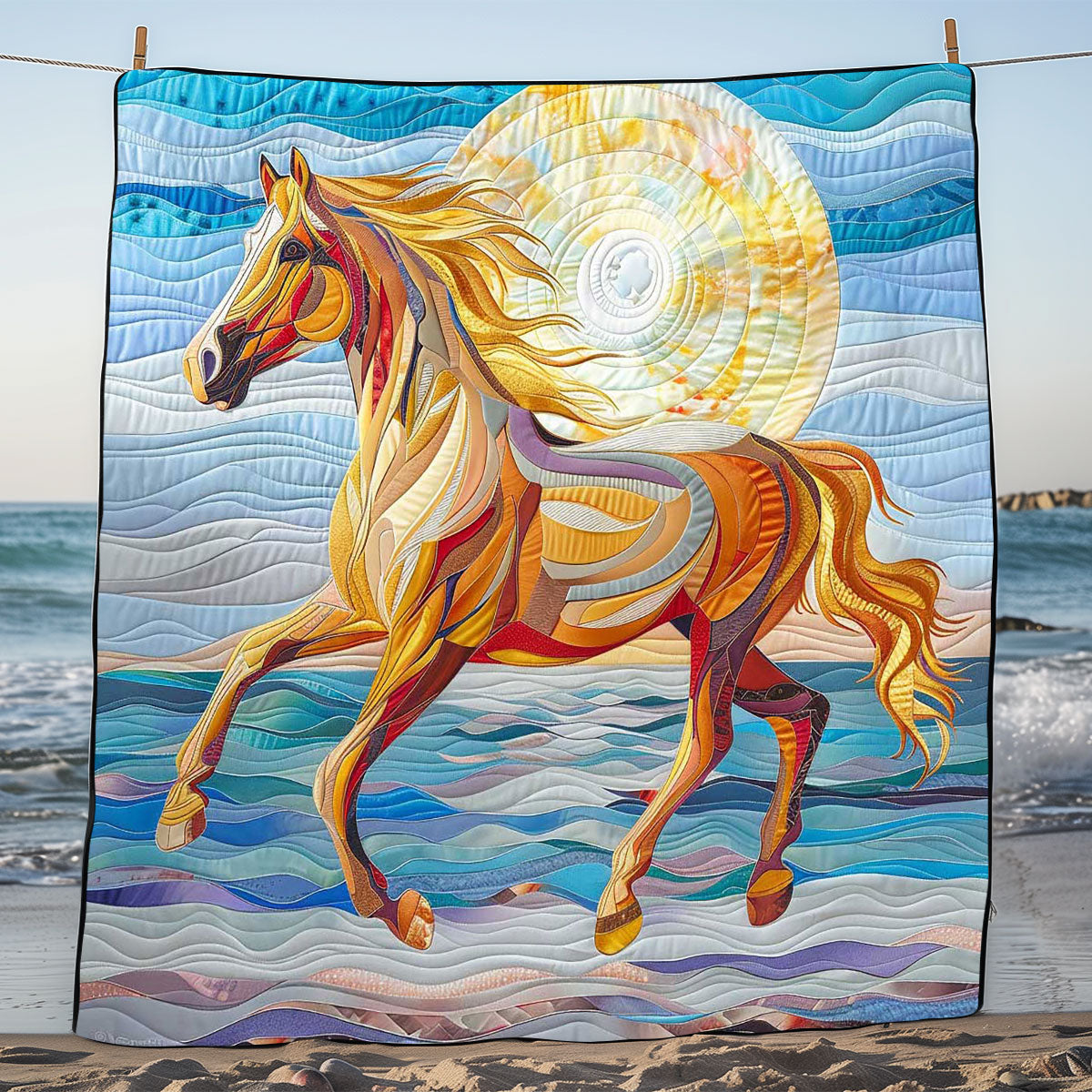 Horse Running Beach WP1008012CL Quilt