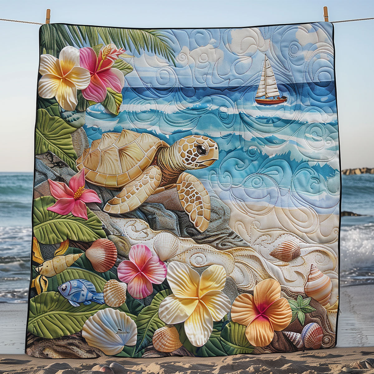 Turtle On Sand WM1608028CL Quilt