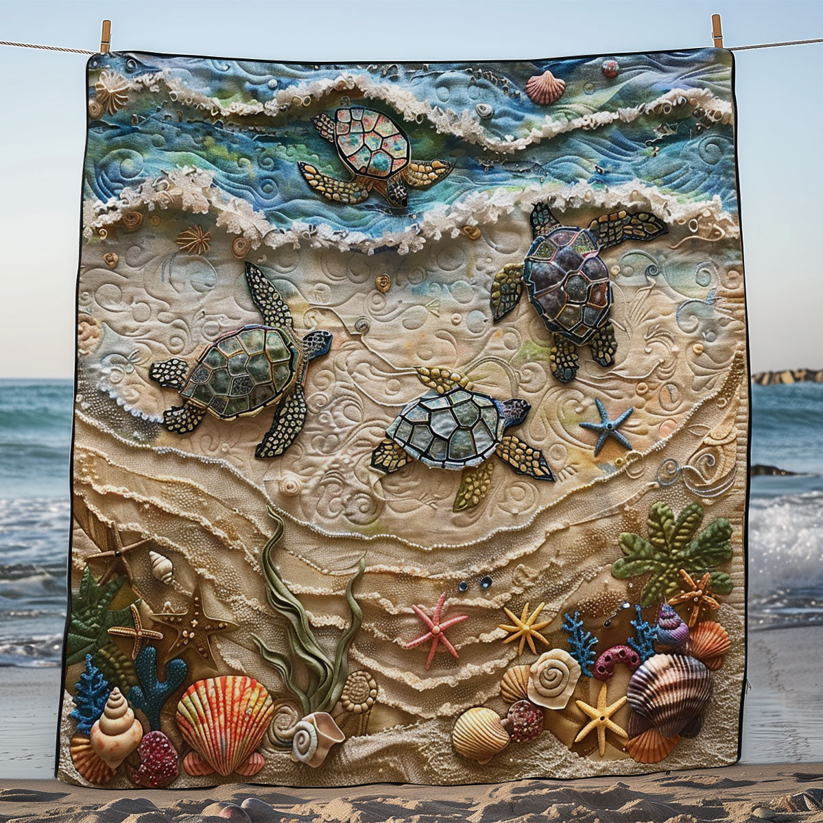 Turtle On Sand WM2008027CL Quilt