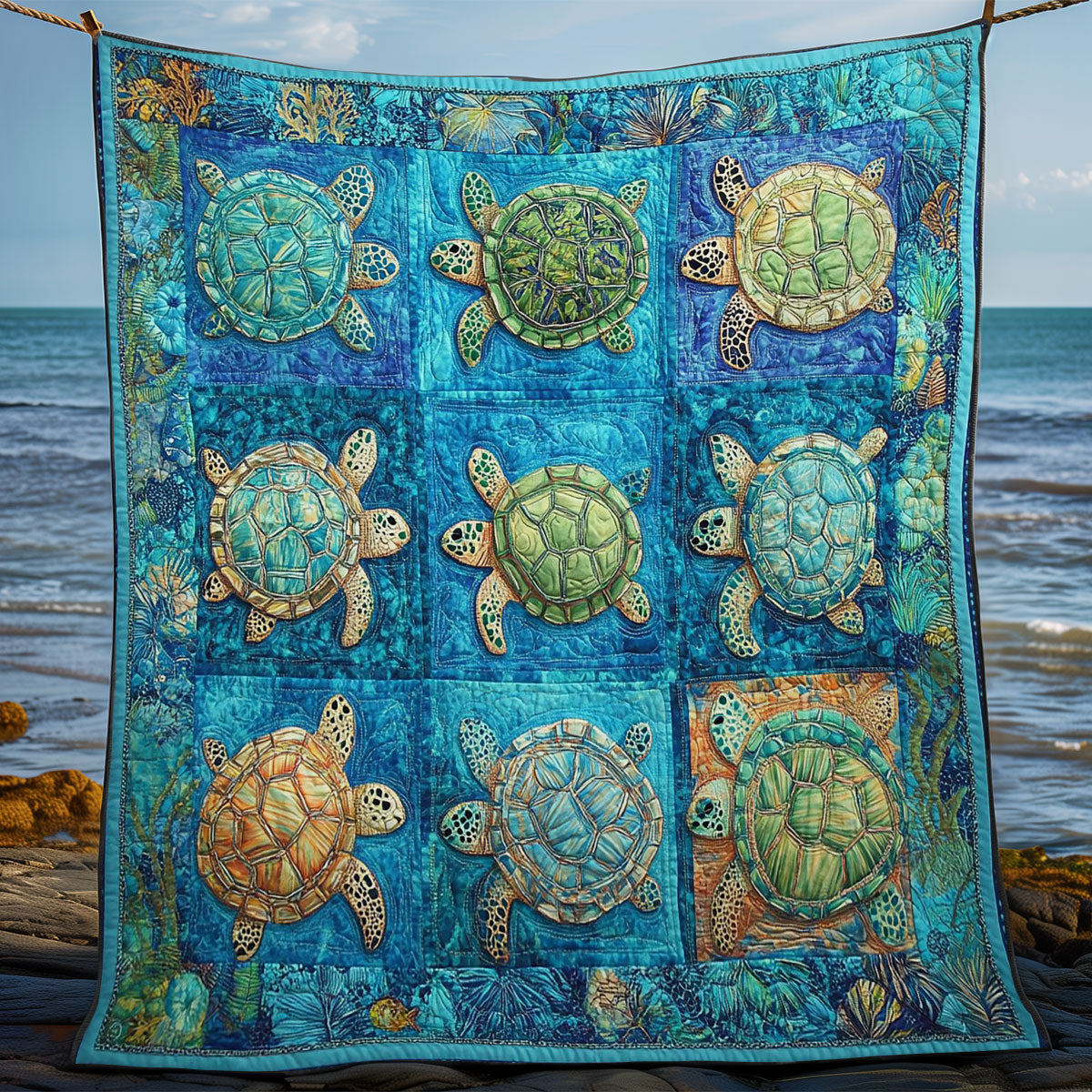 Sea Turtles Tour WM1308004CL Quilt