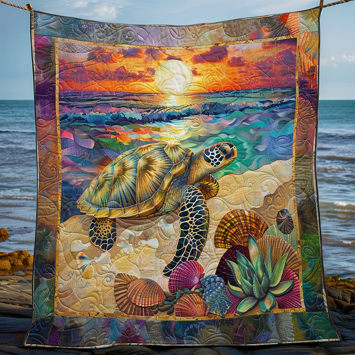 Turtle And Sunset WO2608048CL Quilt