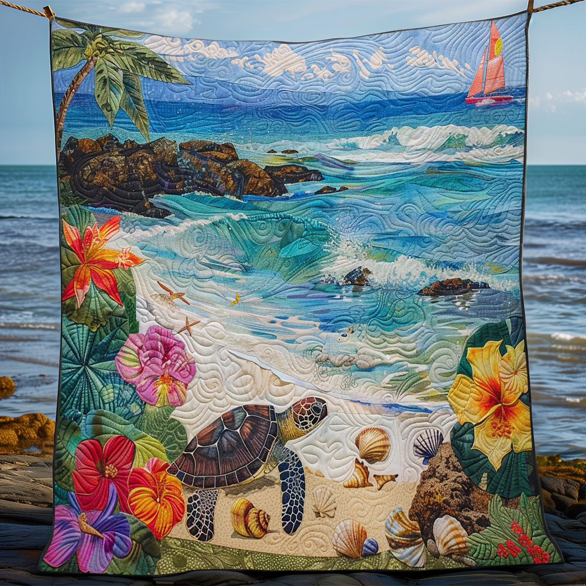 Turtle On Sand WM1508014CL Quilt