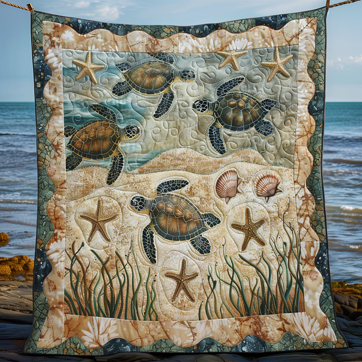 Turtles On Sand WM1408023CL Quilt