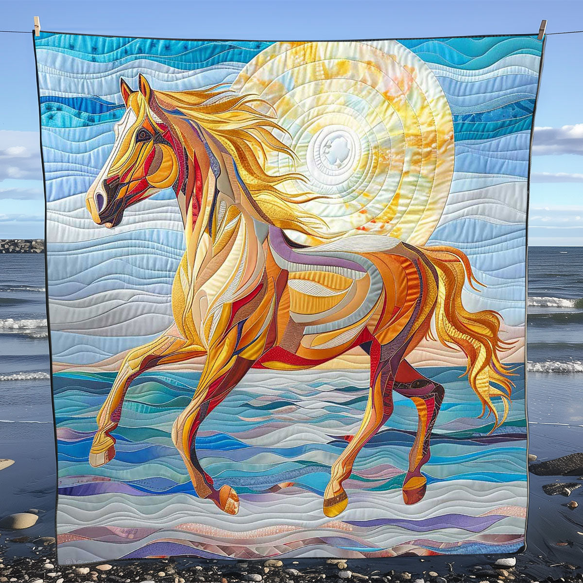 Horse Running Beach WP1008012CL Quilt