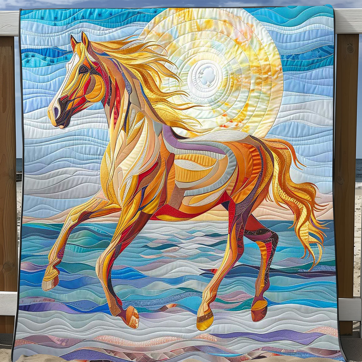 Horse Running Beach WP1008012CL Quilt