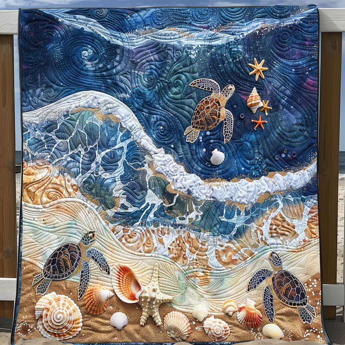 Ocean Coastline Turtle WP1008014CL Quilt