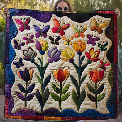 Butterflies And Tulips WG1408008CL Quilt