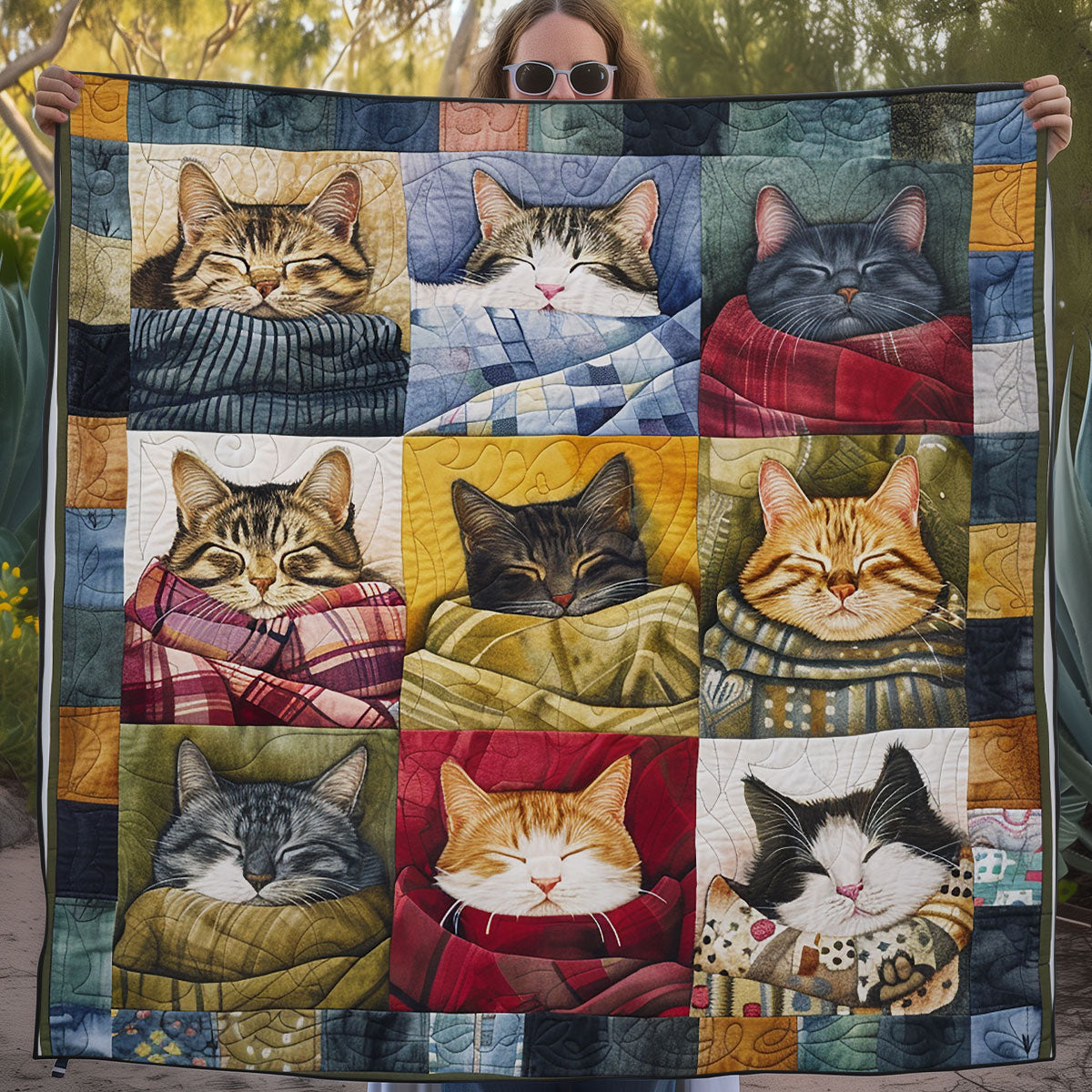 Sleeping Cozy Cat WG1408002CL Quilt