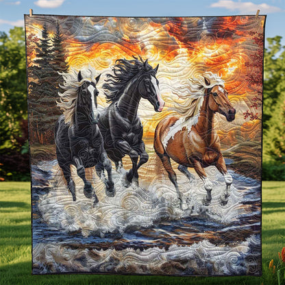 3 Horse Racing WP1008001CL Quilt