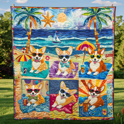 Beachy Corgi Fun XR2408013CL Quilt