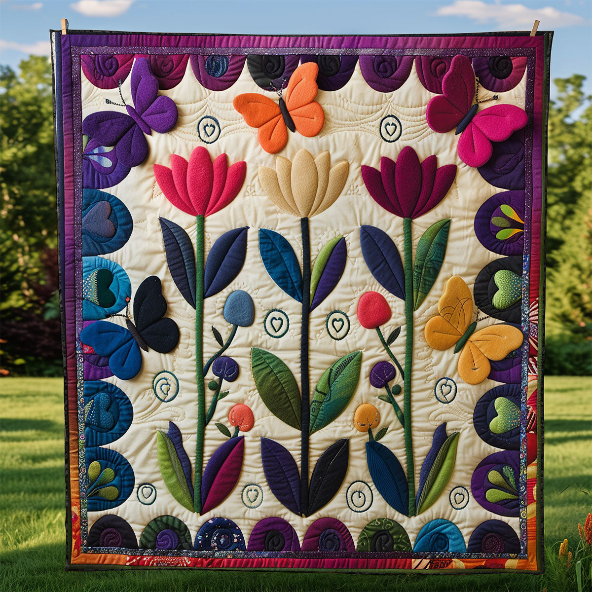 Butterfly Garden Rainbow WG1408009CL Quilt