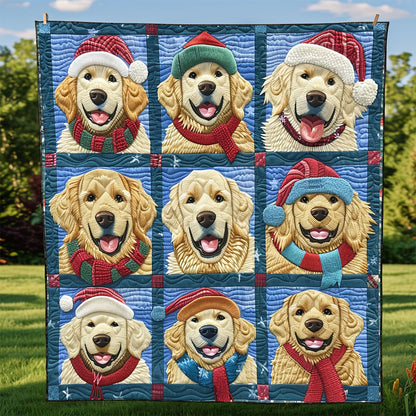 Golden Retriever Christmas Hats XR2308018CL Quilt