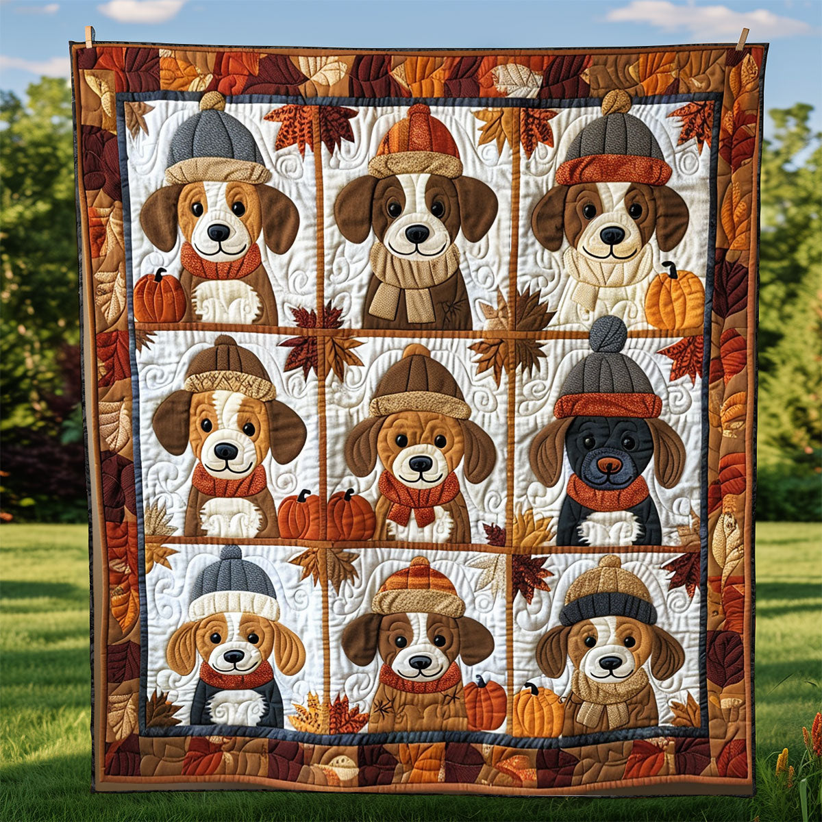 Happy Autumn Beagles XR1908008CL Quilt