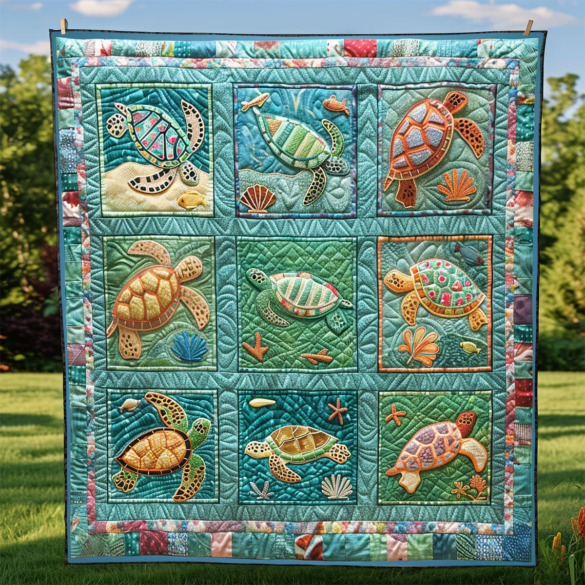 Happy Ocean Turtles XR2308023CL Quilt