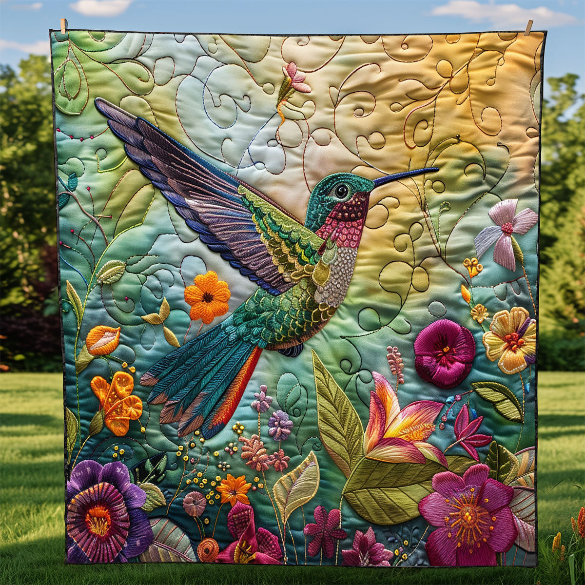 Iridescent Feathers XR1908059CL Quilt