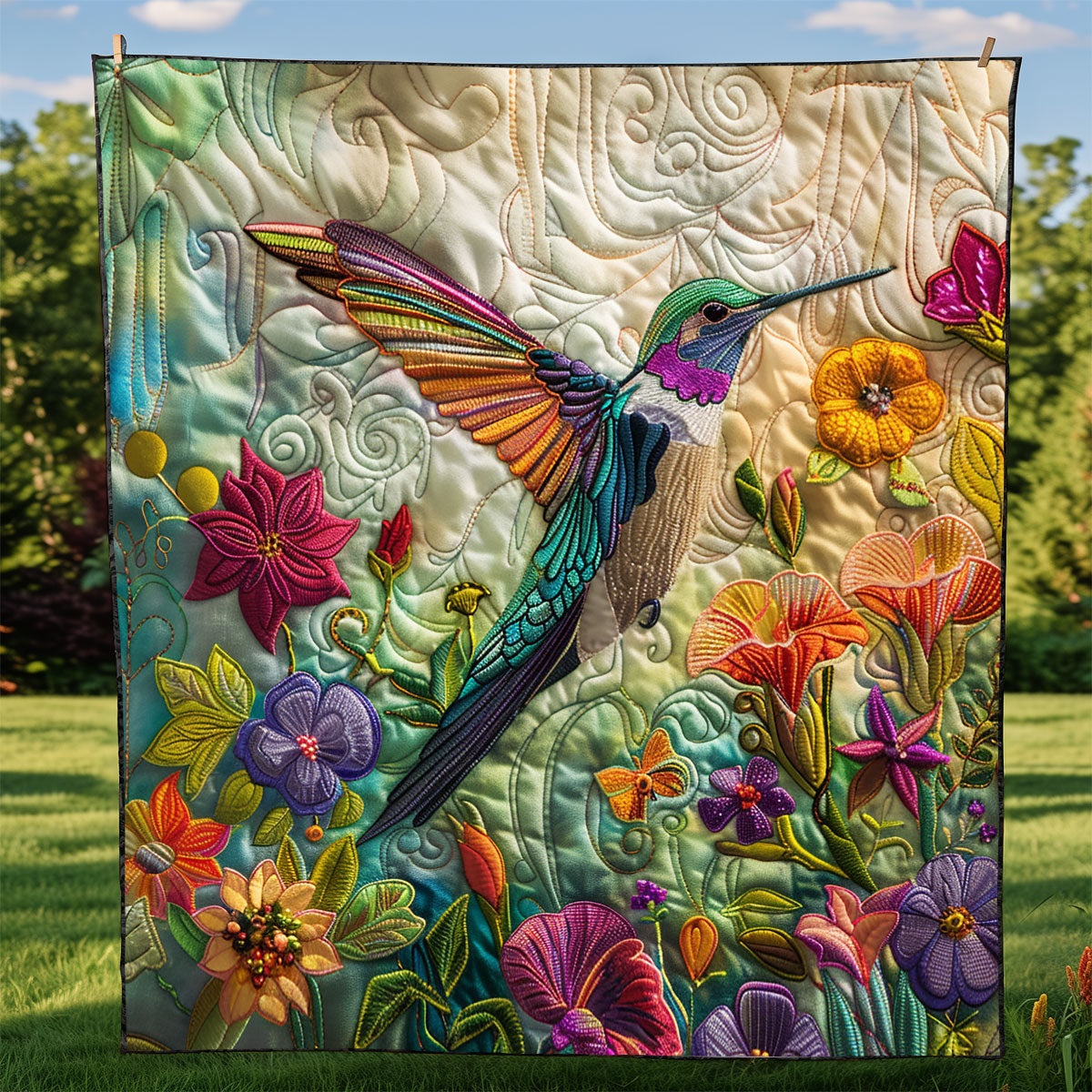 Iridescent Hummingbird XR1908058CL Quilt