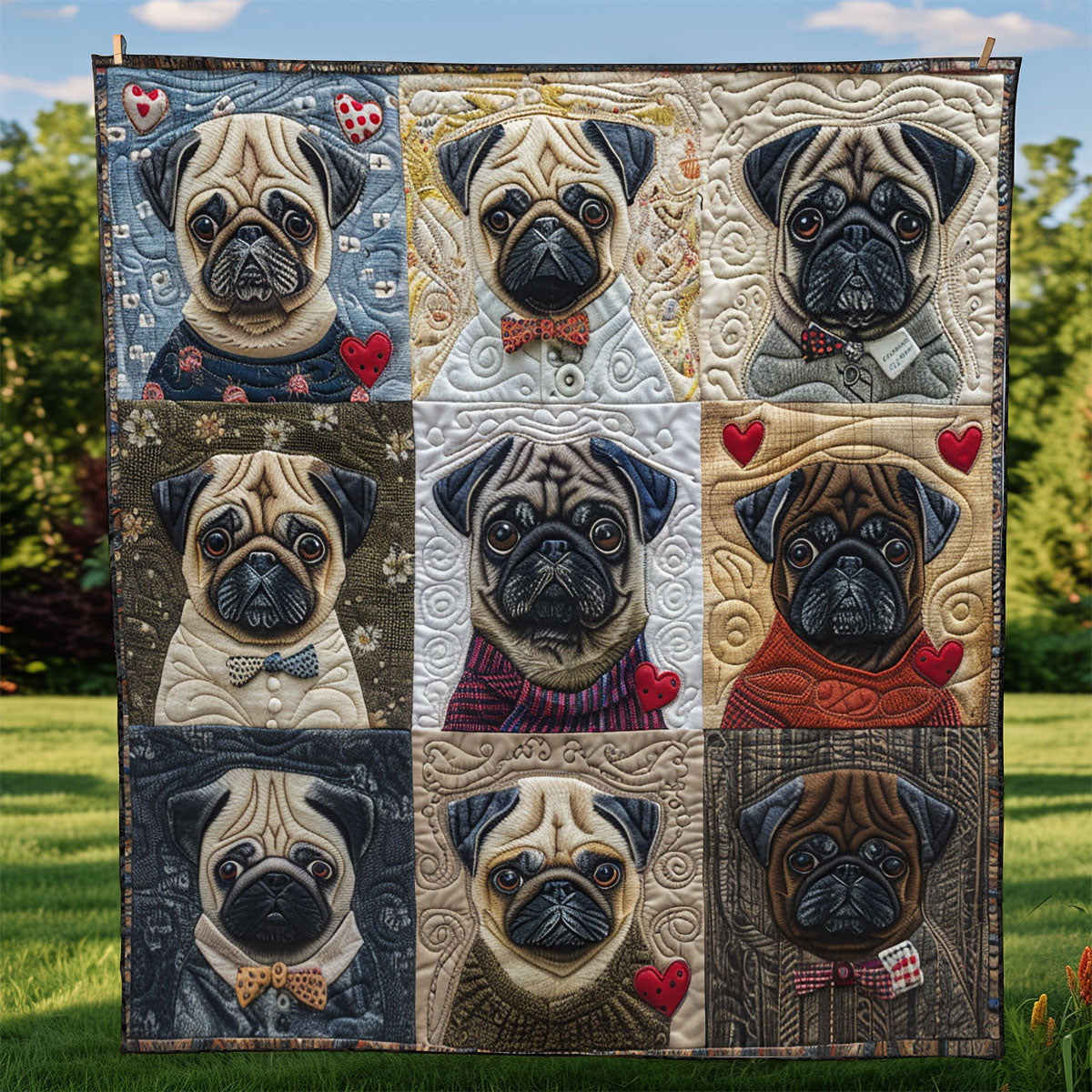 Love Pugs XR2308001CL Quilt