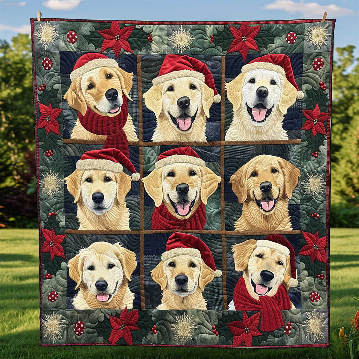 Merry Christmas Golden Retrievers XR1408002CL Quilt