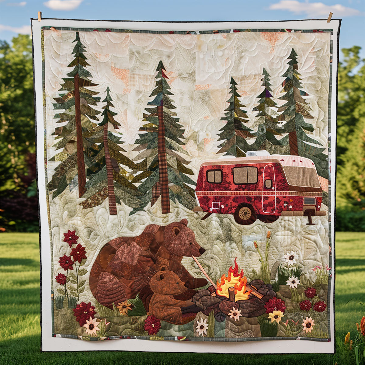 Mommy Bear Camp Fire XR2208018CL Quilt