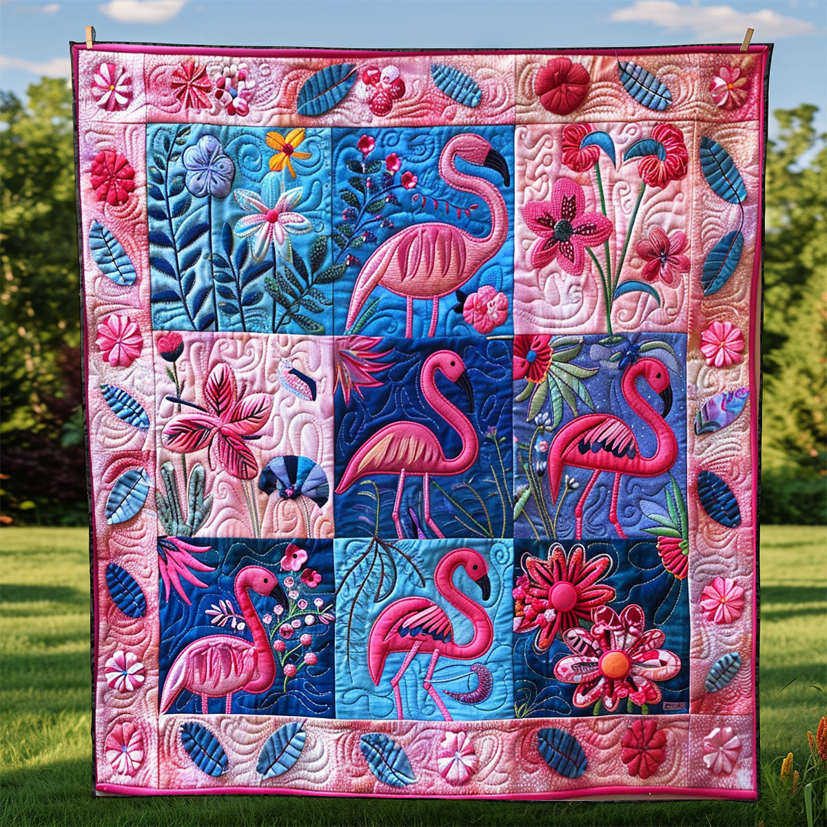 Pink Flamingos XR2208001CL Quilt