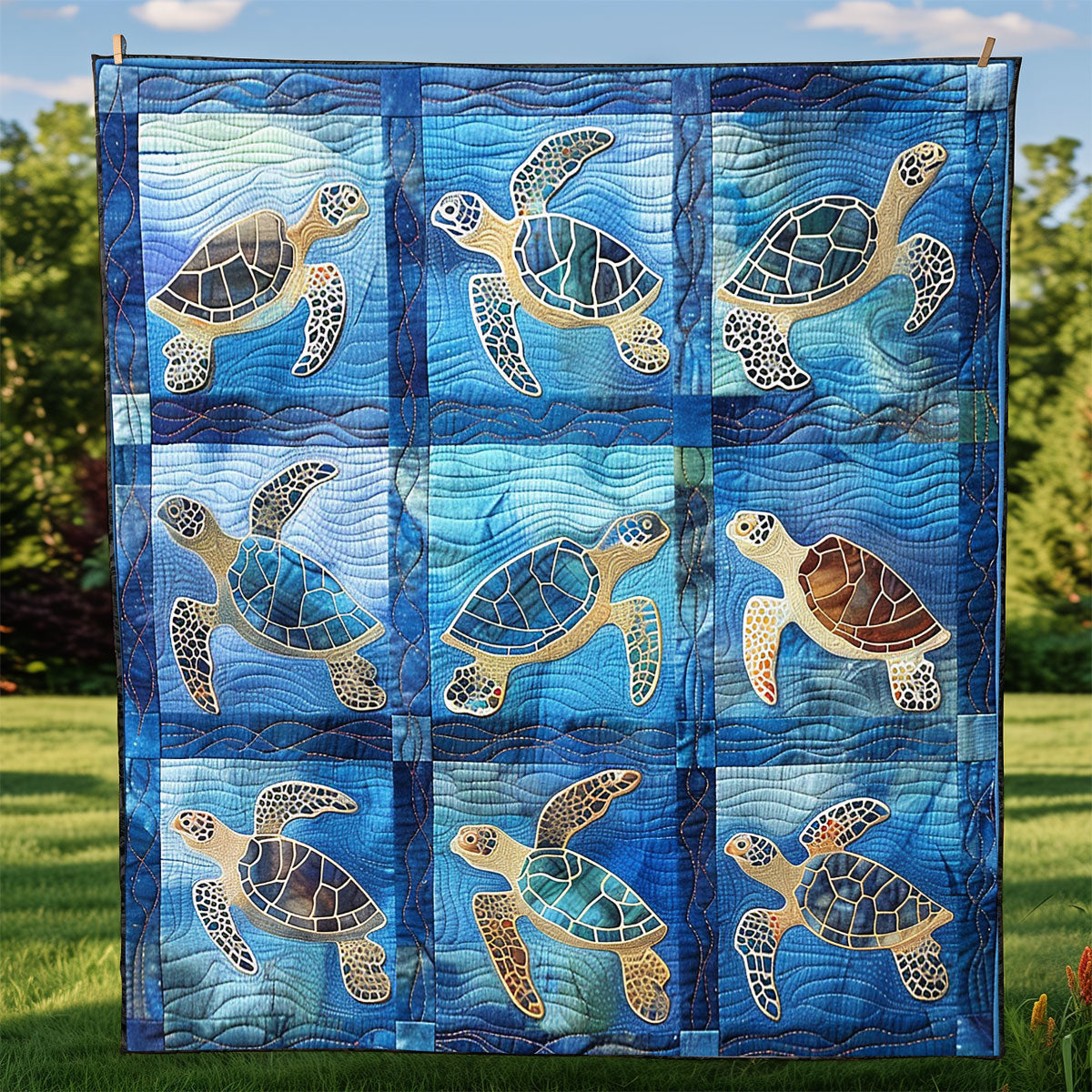 Sunny Sea Turtles XR2308016CL Quilt