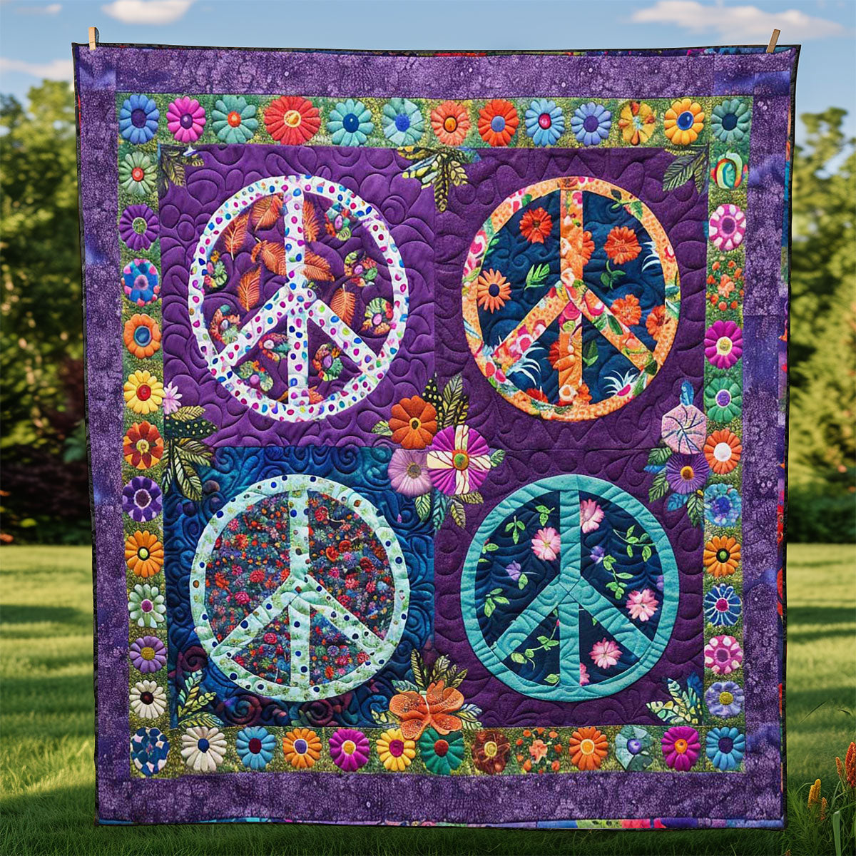 Trippy Hippie Sign WJ1908025CL Quilt