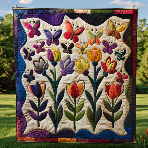 Butterflies And Tulips WG1408008CL Quilt