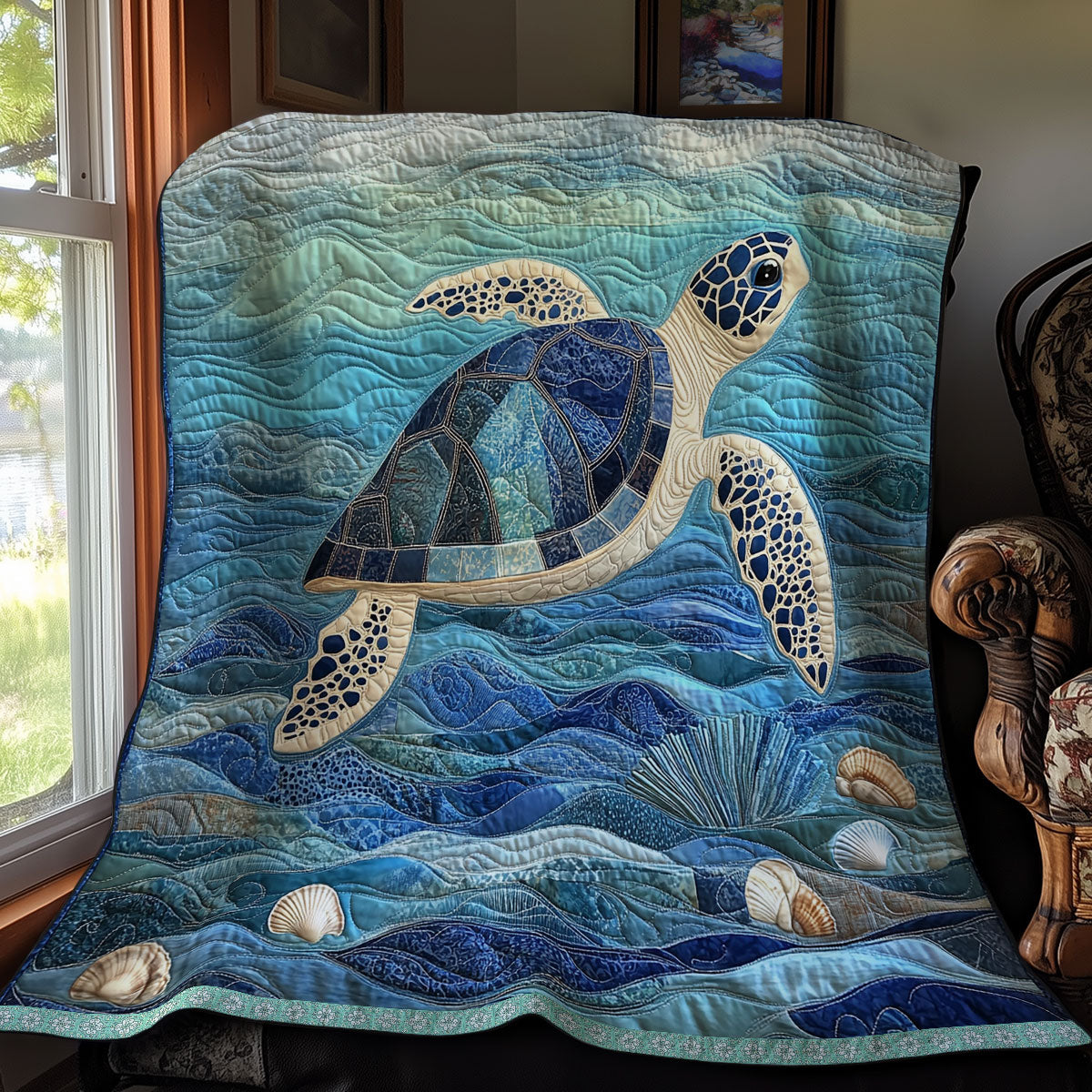 Blue Sea Turtle XR1409018CL Quilt