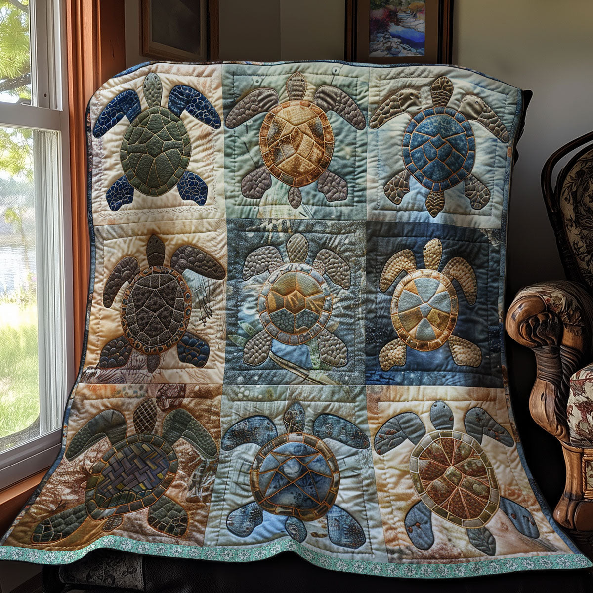 Blue Wave Sea Turtles XR1409007CL Quilt