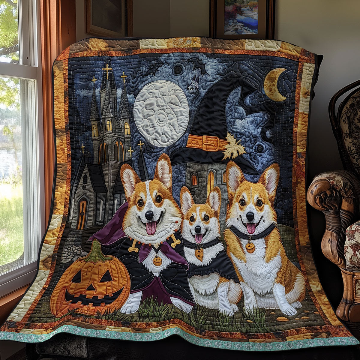 Boo Corgis XR3008018CL Quilt