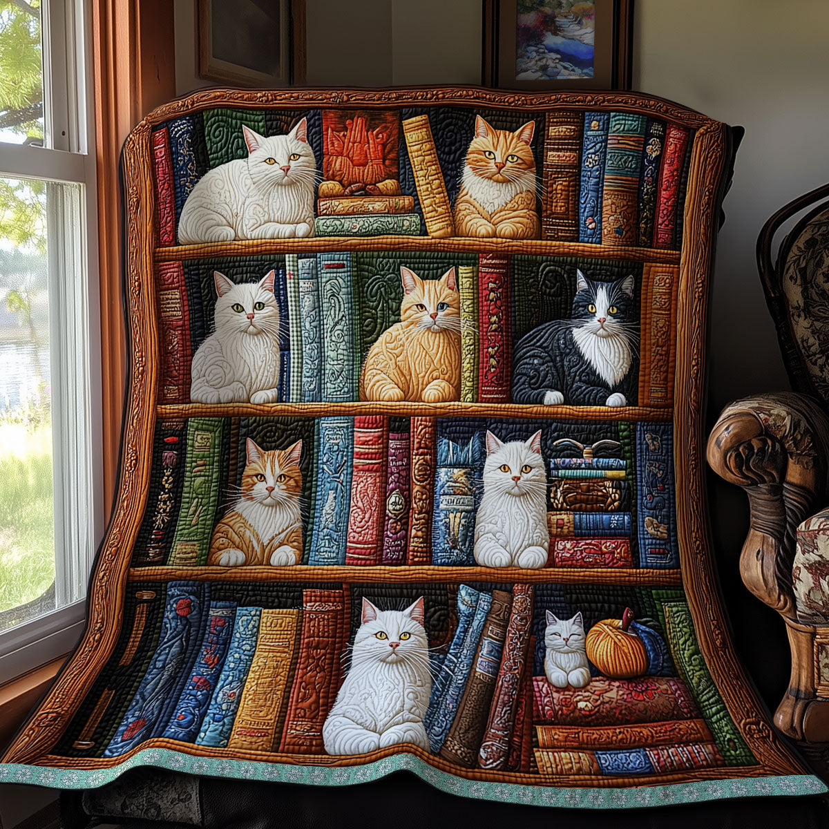 Cat And Book XR1309024CL Quilt