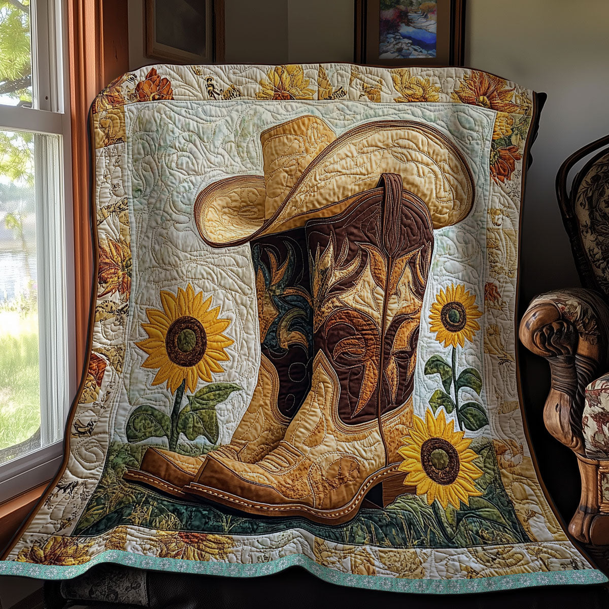 Cowboy Boots And Sunflowers XR1309022CL Quilt