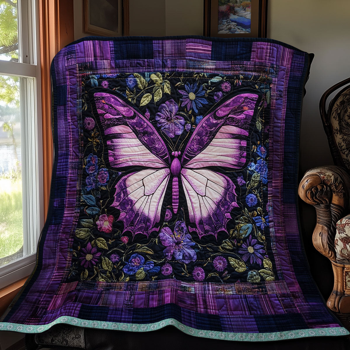 Floral Purple Butterfly XR1009037CL Quilt