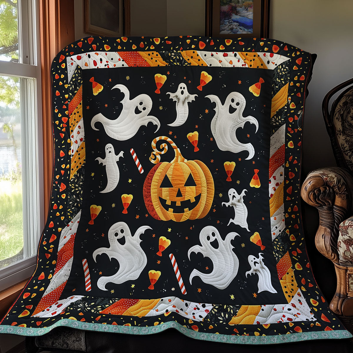 Ghostly Pumpkins XR1009004CL Quilt