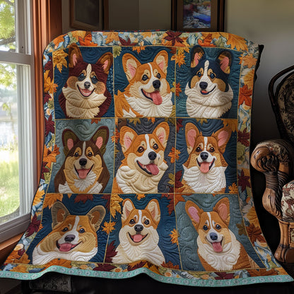 Happy Corgi Autumn XR27008005CL Quilt