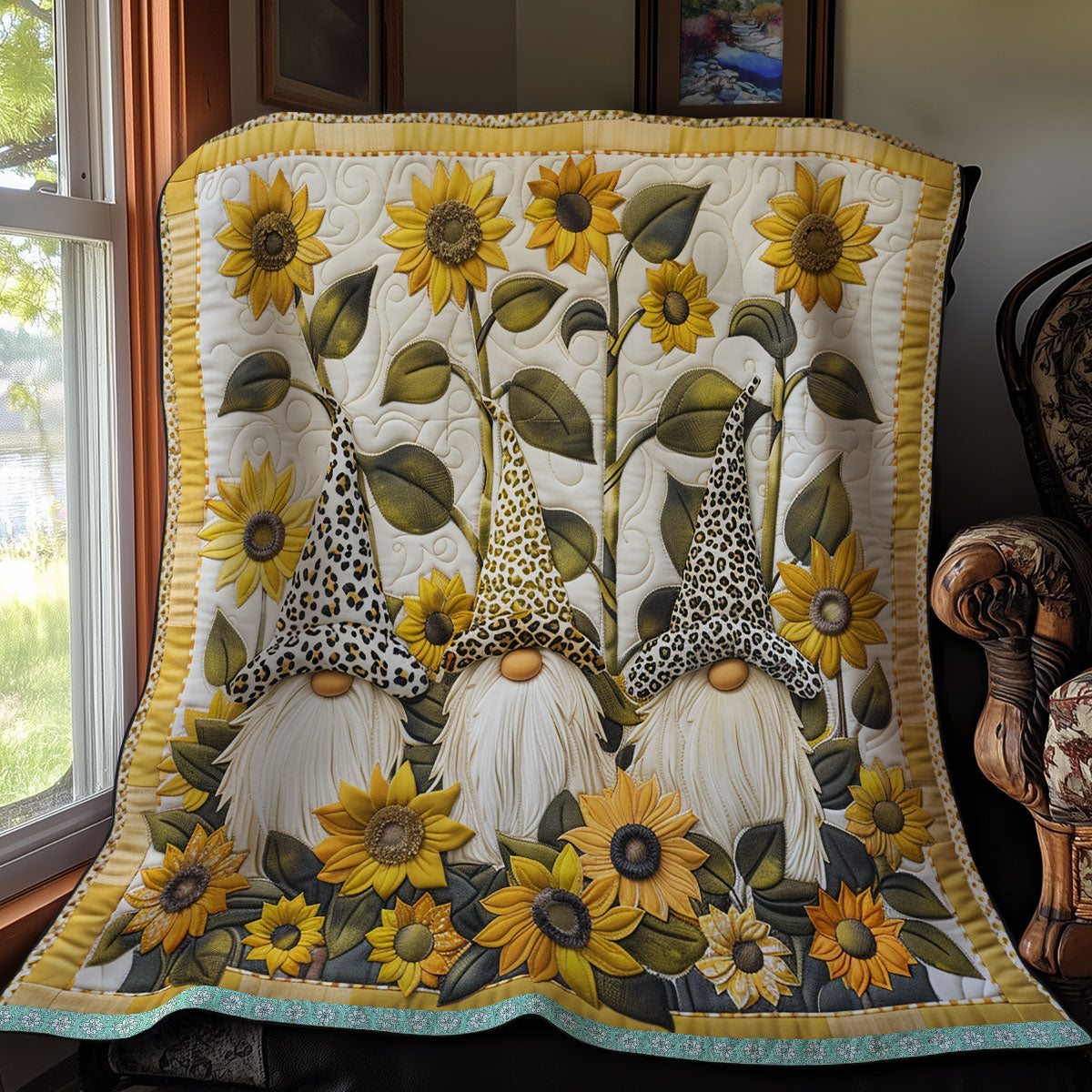 Leopard Sunflower Gnomes XR2808021CL Quilt