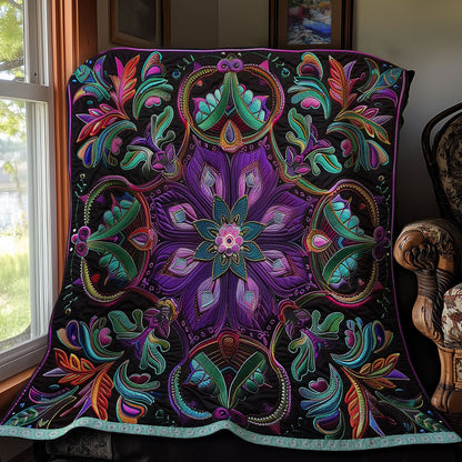 Purple And Teal Flower XR1309026CL Quilt