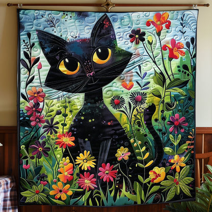 Black Cat And Flowers WO2408021CL Quilt