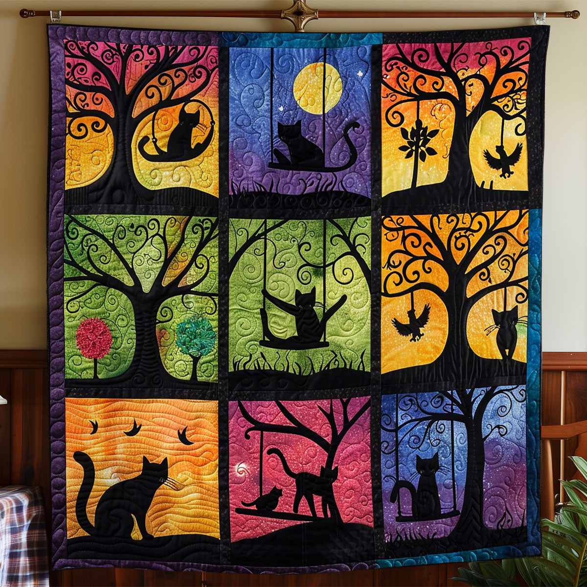 Black Cats At The Night WO2308033CL Quilt