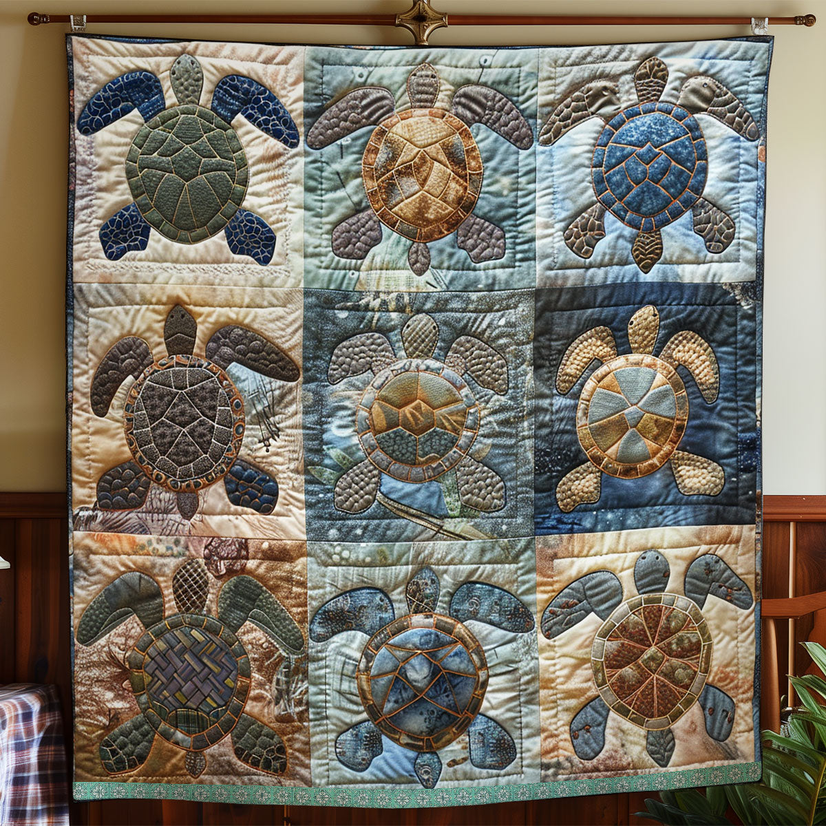 Blue Wave Sea Turtles XR1409007CL Quilt