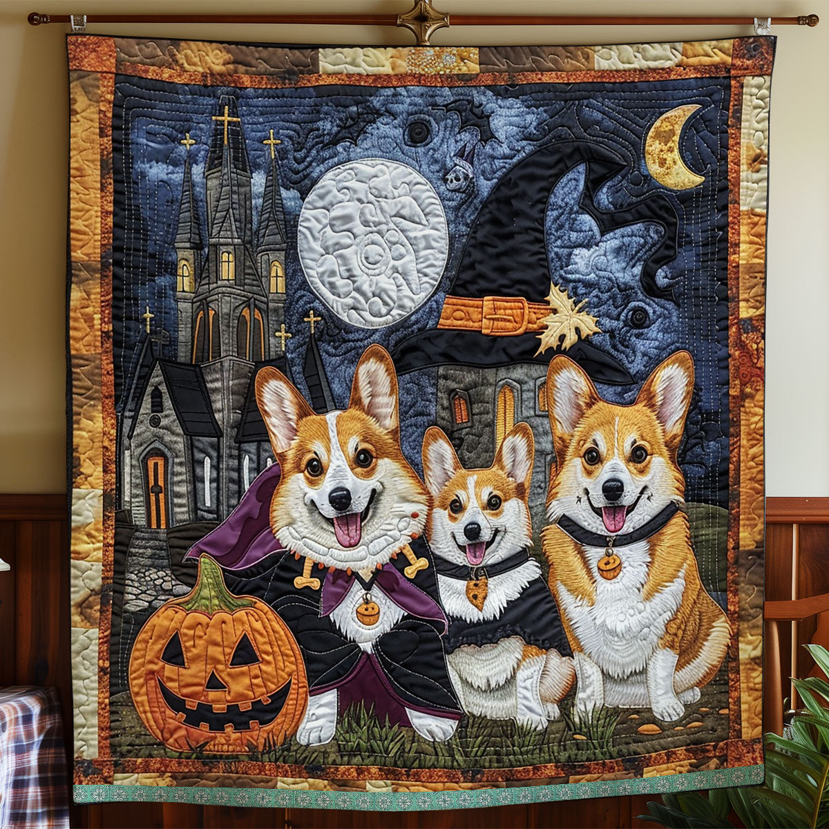 Boo Corgis XR3008018CL Quilt