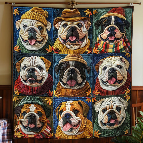 Bull Dogs And Autumn WO2808017CL Quilt