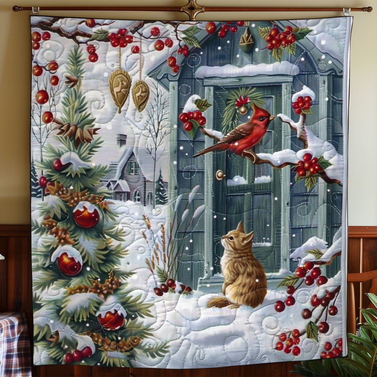 Cat And Cardinal WO2908064CL Quilt