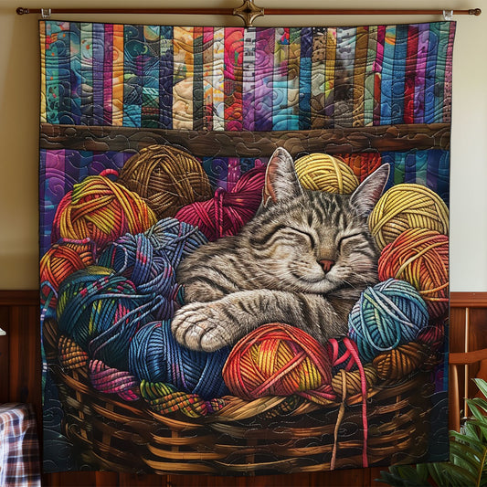 Cat Sleeping In The Yarns WO2608010CL Quilt