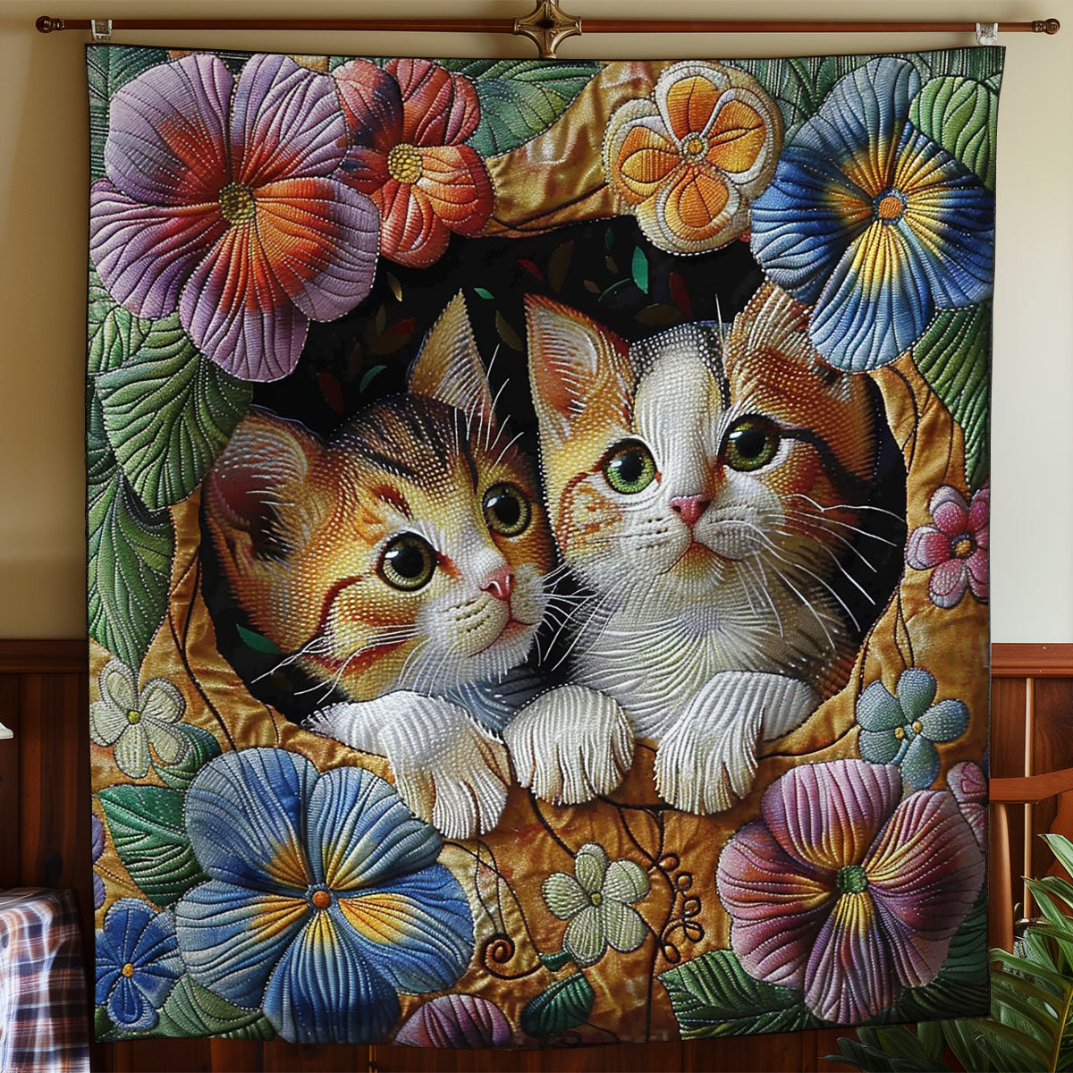 Cats And Flowers WO2408031CL Quilt