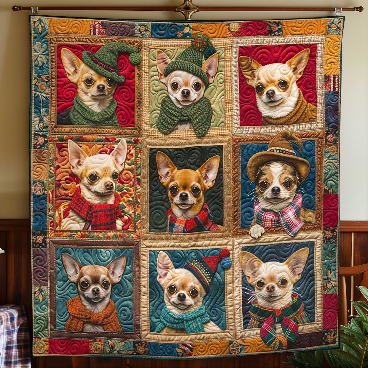 Chihuahua Dogs Warm WO2708011CL Quilt