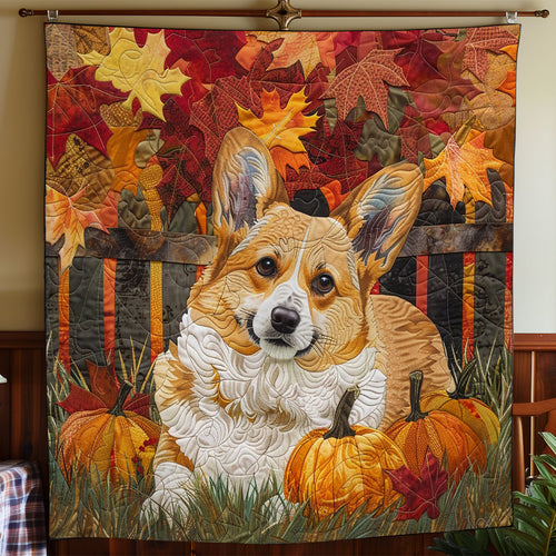 Corgi And Autumn WO2608039CL Quilt