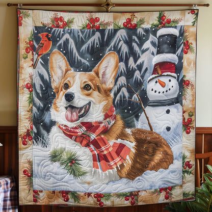 Corgi And Snowman WO2208009CL Quilt