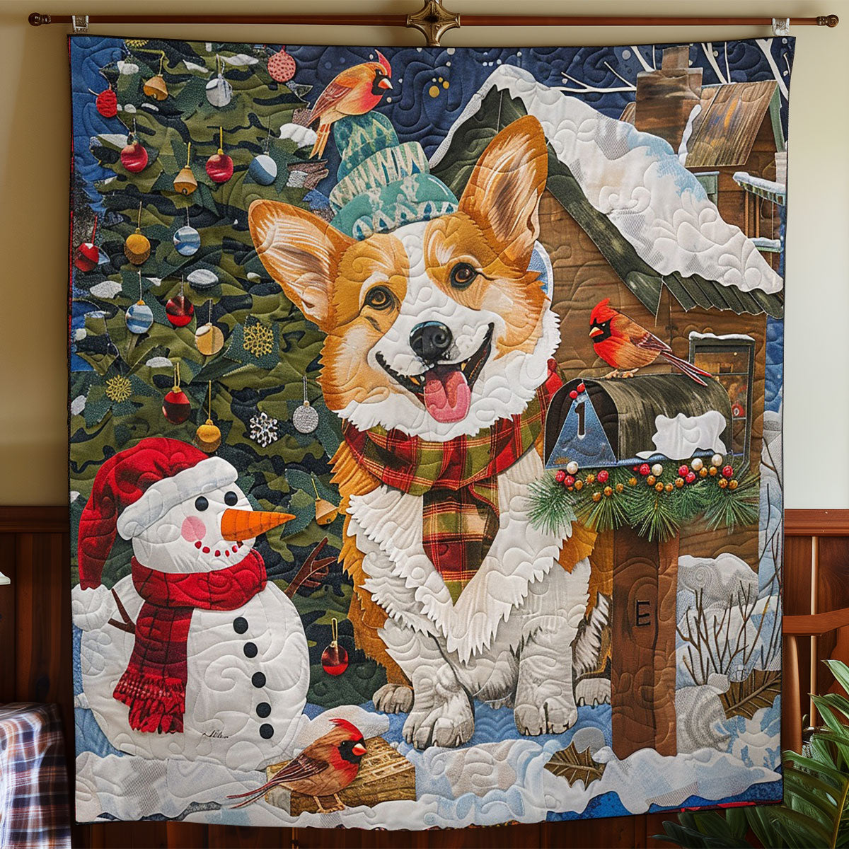 Corgi And Snowman WO2908022CL Quilt